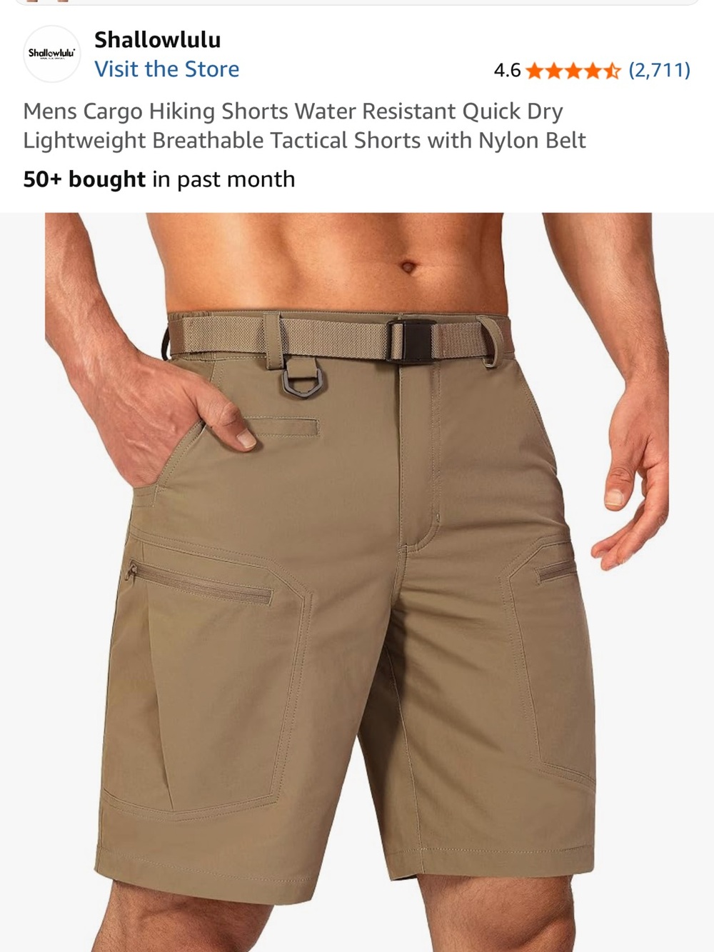 NWT SHALLOWLULU Men's Tactical Cargo Shorts in Khak 3